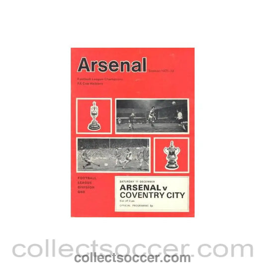 1971 - Arsenal v Coventry City official programme 11/12/1971