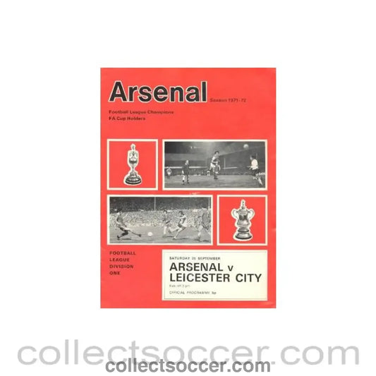 1971 - Arsenal v Leicester City official programme 25/09/1971 Football League