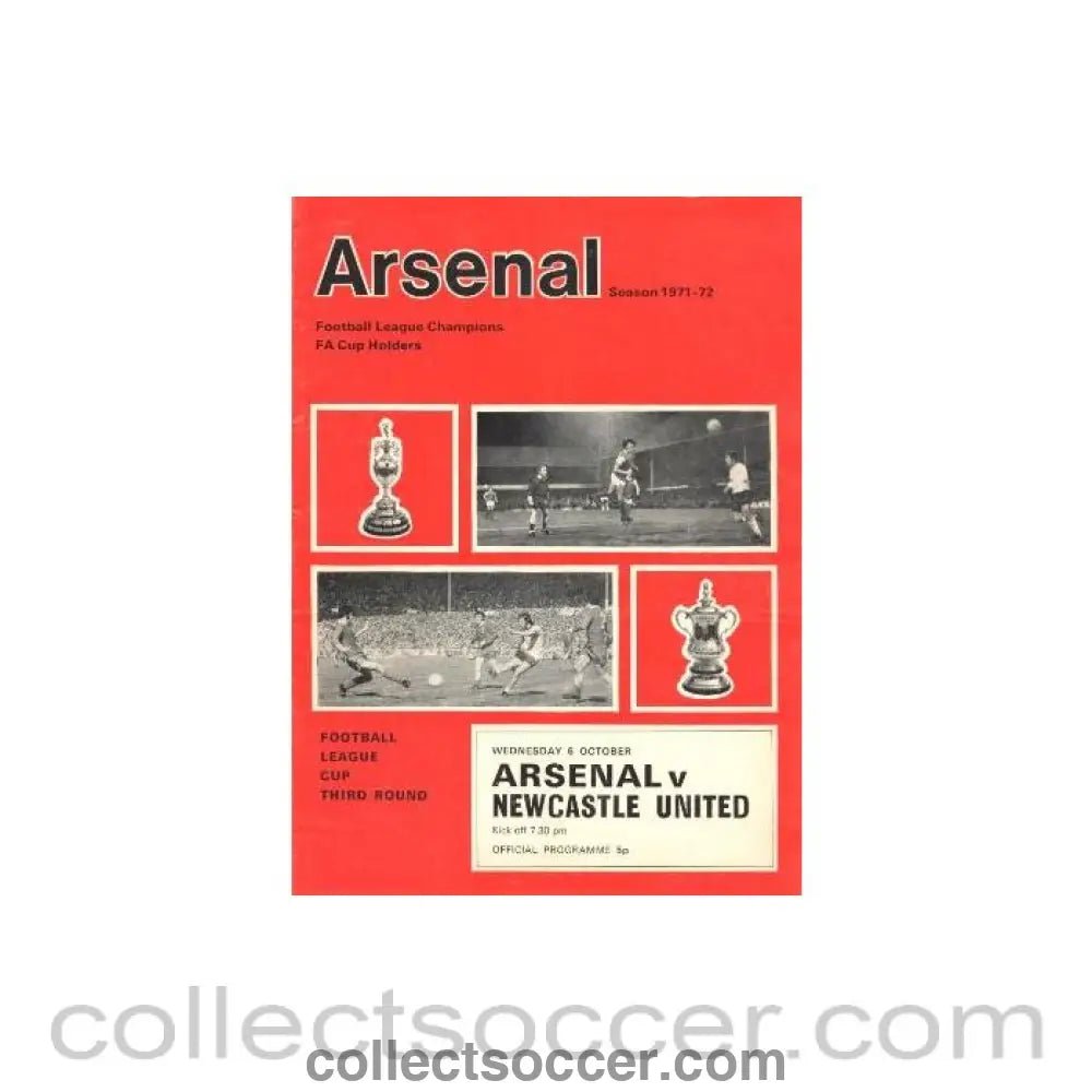 1971 - Arsenal v Newcastle United official programme 06/10/1971 - Collect Soccer