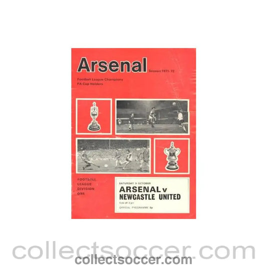 1971 - Arsenal v Newcastle United official programme 09/10/1971