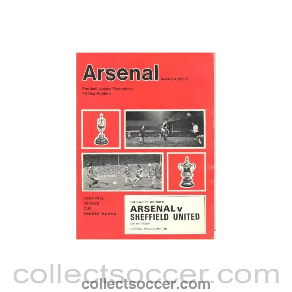 1971 - Arsenal v Sheffield United official programme 24/08/1971 Football League - Collect Soccer