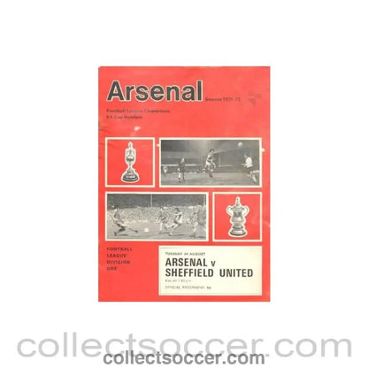 1971 - Arsenal v Sheffield United official programme 24/08/1971 Football League - Collect Soccer