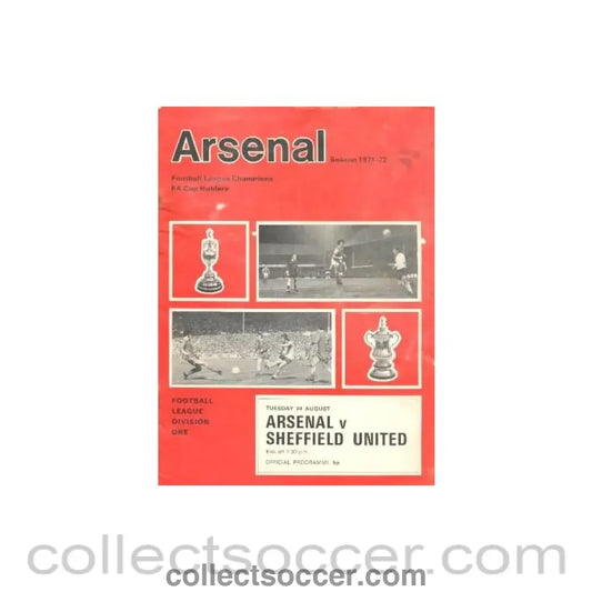 1971 - Arsenal v Sheffield United official programme 24/08/1971 Football League