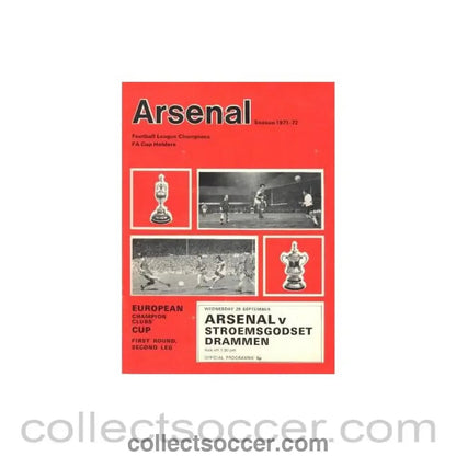 1971 - Arsenal v StroemsgodsetDrammen official programme 29/09/1971 - Collect Soccer