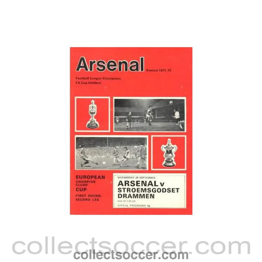 1971 - Arsenal v StroemsgodsetDrammen official programme 29/09/1971