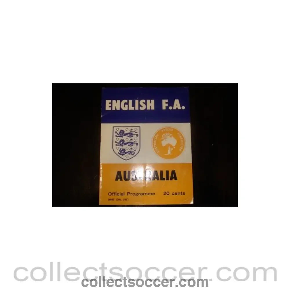 1971 Australia v English F.A. official programme 13/06/1971