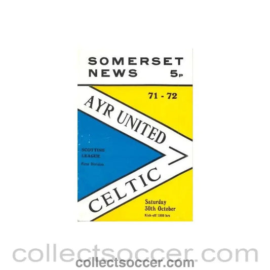 1971 - Ayr United v Celtic official programme 30/10/1971 - Collect Soccer