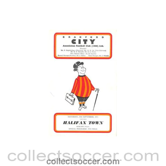 1971 - Bradford City v Halifax Town official programme 28/09/1971 Football League
