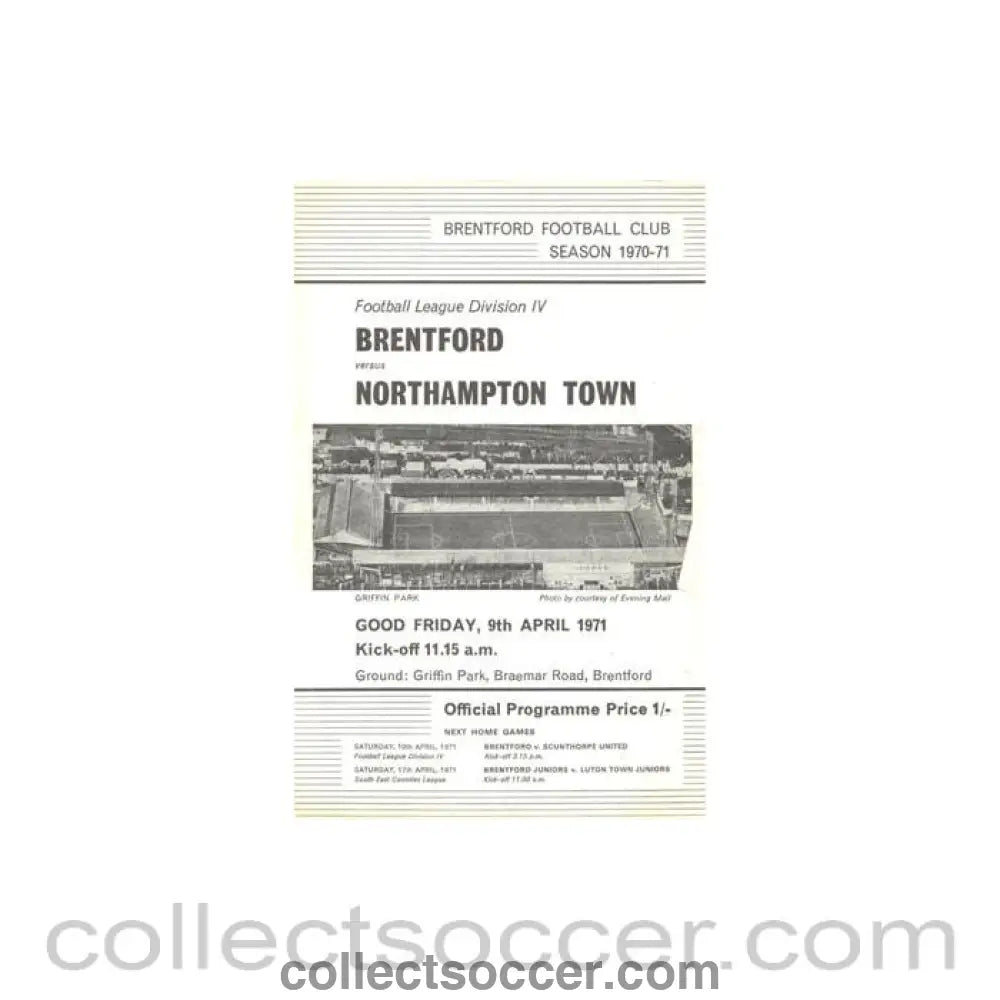 1971 - Brentford v Northampton Town official programme 09/04/1971 Football League