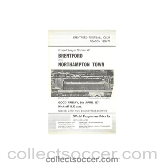 1971 - Brentford v Northampton Town official programme 09/04/1971 Football League