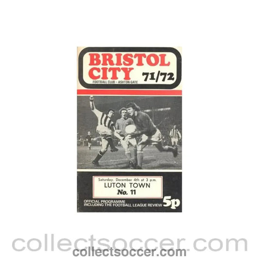 1971 - Bristol City v Luton Town official programme 04/12/1971 Football League - Collect Soccer