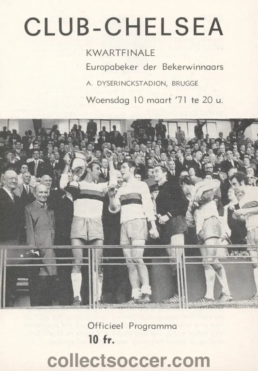 1971 - Bruges V Chelsea official programme 10/03/1971 Cup Winners Cup Quarter-Final 1st Leg