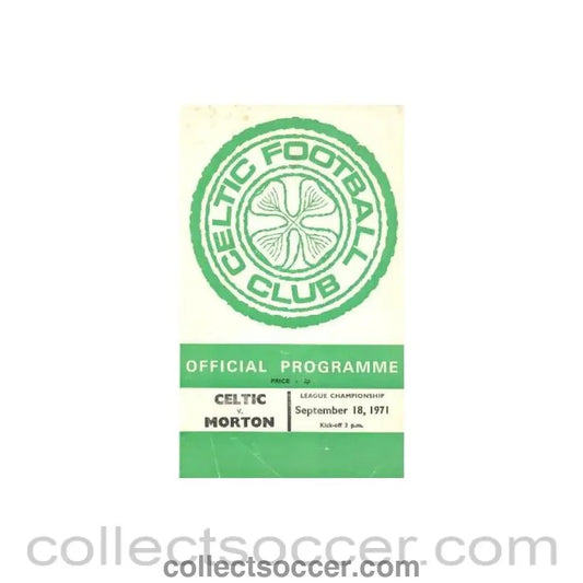 1971 - Celtic v Morton official programme 18/09/1971 - Collect Soccer