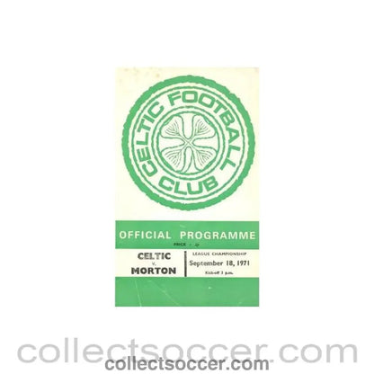 1971 - Celtic v Morton official programme 18/09/1971 - Collect Soccer