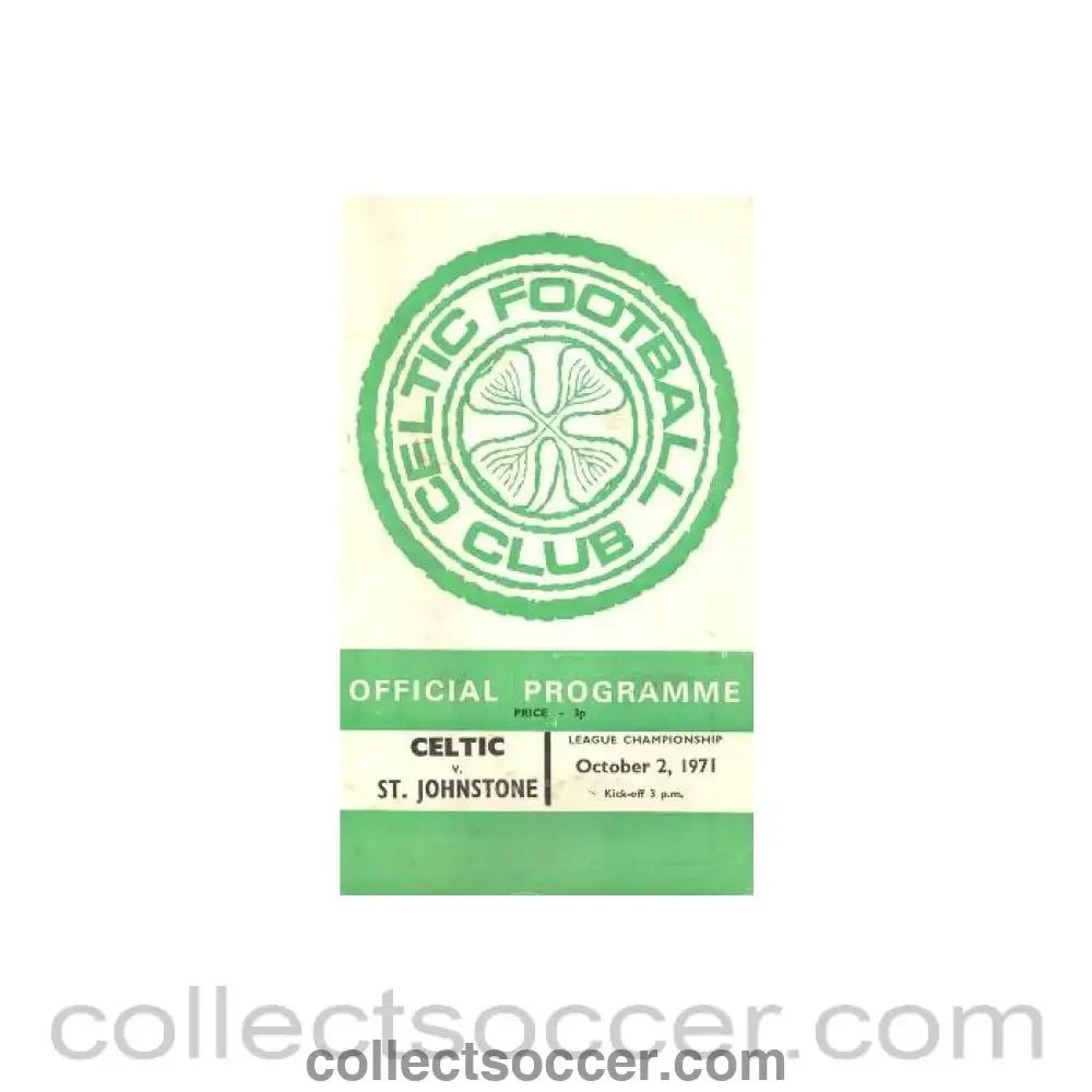 1971 - Celtic v St. Johnstone official programme 02/10/1971 - Collect Soccer