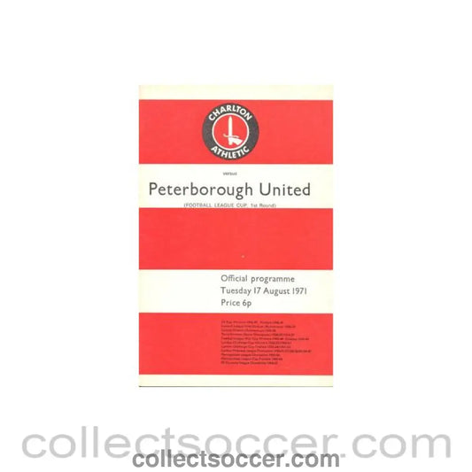 1971 - Charlton Athletic v Peterborough United official programme 17/08/1971 Football League