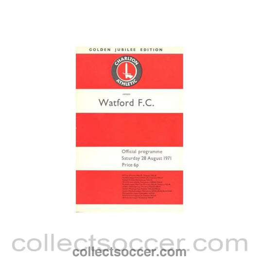 1971 - Charlton Athletic v Watford official programme 28/08/1971 Football League