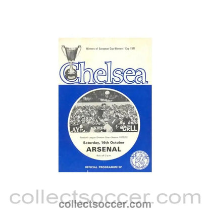 1971 - Chelsea v Arsenal official programme 16/10/1971 Football League, token missing and hence half price - Collect Soccer