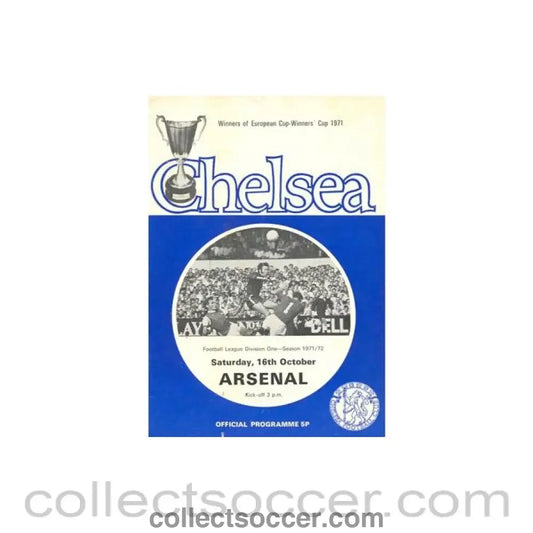 1971 - Chelsea v Arsenal official programme 16/10/1971 Football League token missing and hence half price