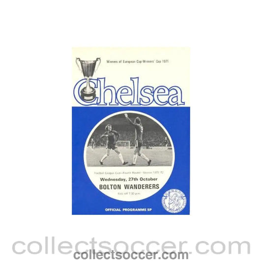 1971 - Chelsea v Bolton Wanderers official programme 27/10/1971 Football League