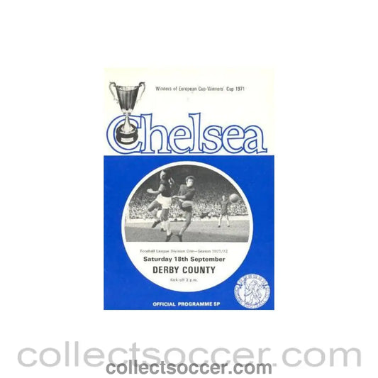 1971 - Chelsea v Derby County official programme 18/09/1971 Football League