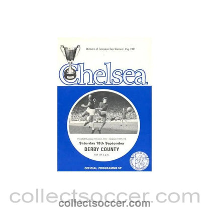 1971 - Chelsea v Derby County official programme 18/09/1971 Football League - Collect Soccer
