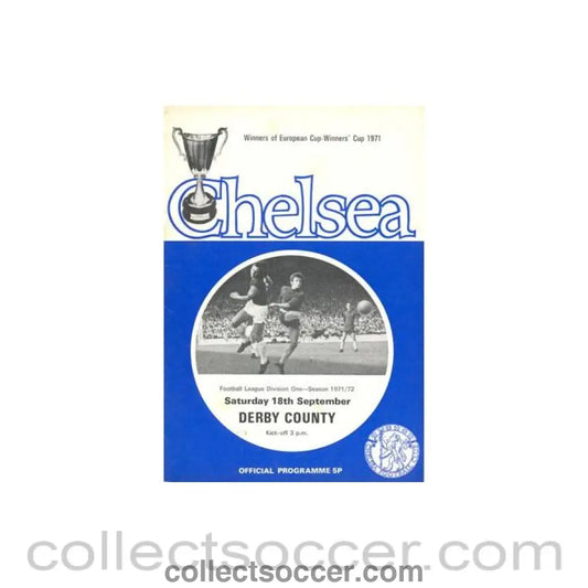 1971 - Chelsea v Derby County official programme 18/09/1971 Football League token missing and hence half price