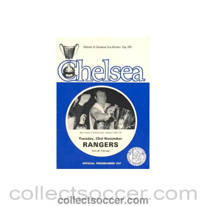 1971 - Chelsea v Glasgow Rangers official programme 23/11/1971 Ron Harris testimonial match - Collect Soccer