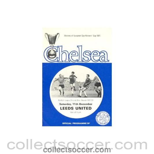 1971 - Chelsea v Leeds United official programme 11/12/1971 Football League