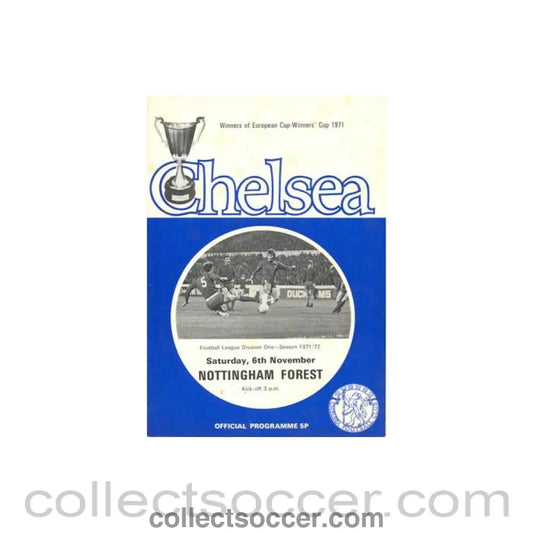 1971 - Chelsea v Nottingham Forest official programme 06/11/1971 Football League token missing and hence half price