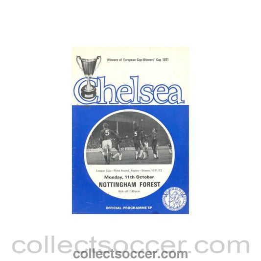 1971 - Chelsea v Nottingham Forest official programme 11/10/1971 Football League token missing and hence half price
