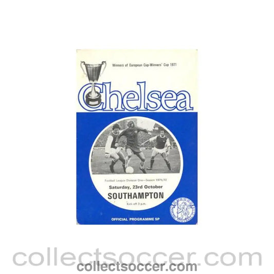 1971 - Chelsea v Southampton official programme 23/10/1971 Football League token missing and hence half price