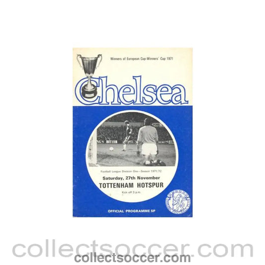 1971 - Chelsea v Tottenham Hotspur official programme 27/11/1971 Football League token missing and hence half price