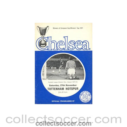 1971 - Chelsea v Tottenham Hotspur official programme 27/11/1971 Football League token missing and hence half price