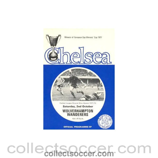1971 - Chelsea v Wolverhampton Wanderers official programme 02/10/1971 Football League