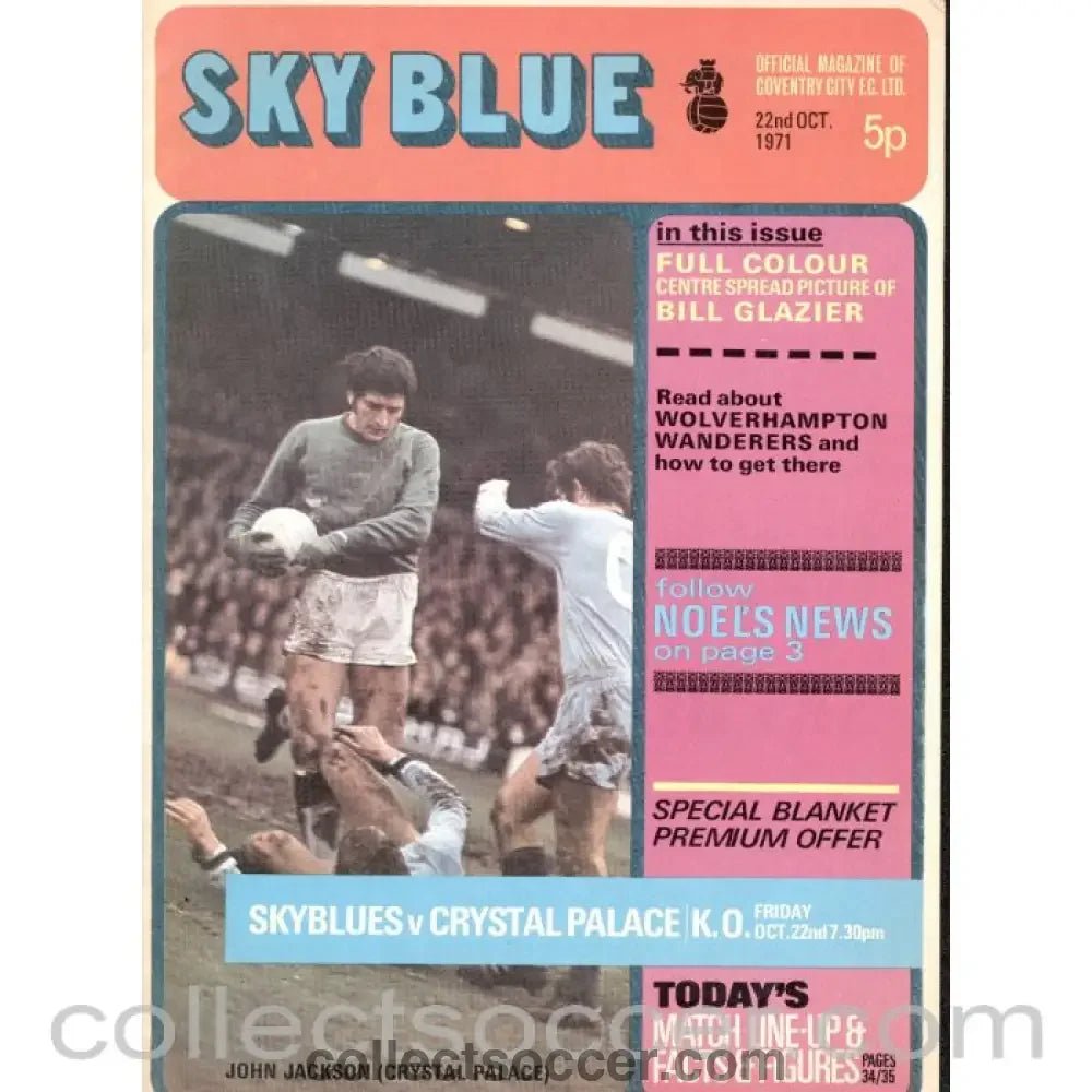 1971 - Coventry City v Crystal Palace Programme 22/10/1971 - Collect Soccer