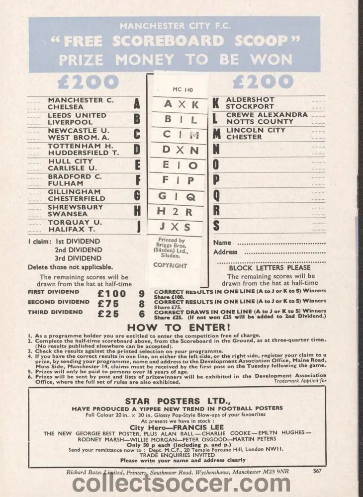 1971 Cup Winners Cup Semi Final - 2nd Leg Manchester City v Chelsea official programme 28/04/1971 - Collect Soccer