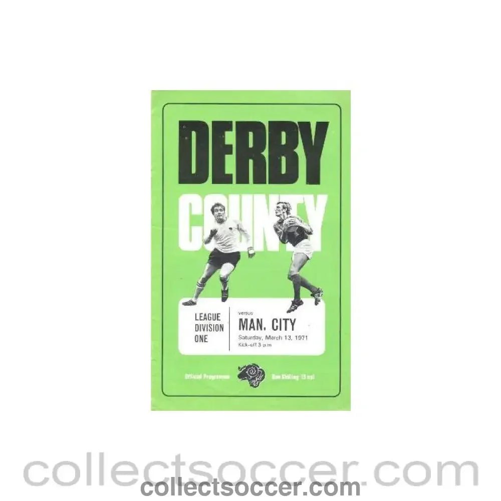 1971 - Derby County v Manchester City official programme 13/03/1971 Football League - Collect Soccer