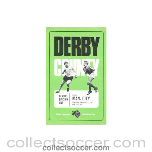 1971 - Derby County v Manchester City official programme 13/03/1971 Football League - Collect Soccer
