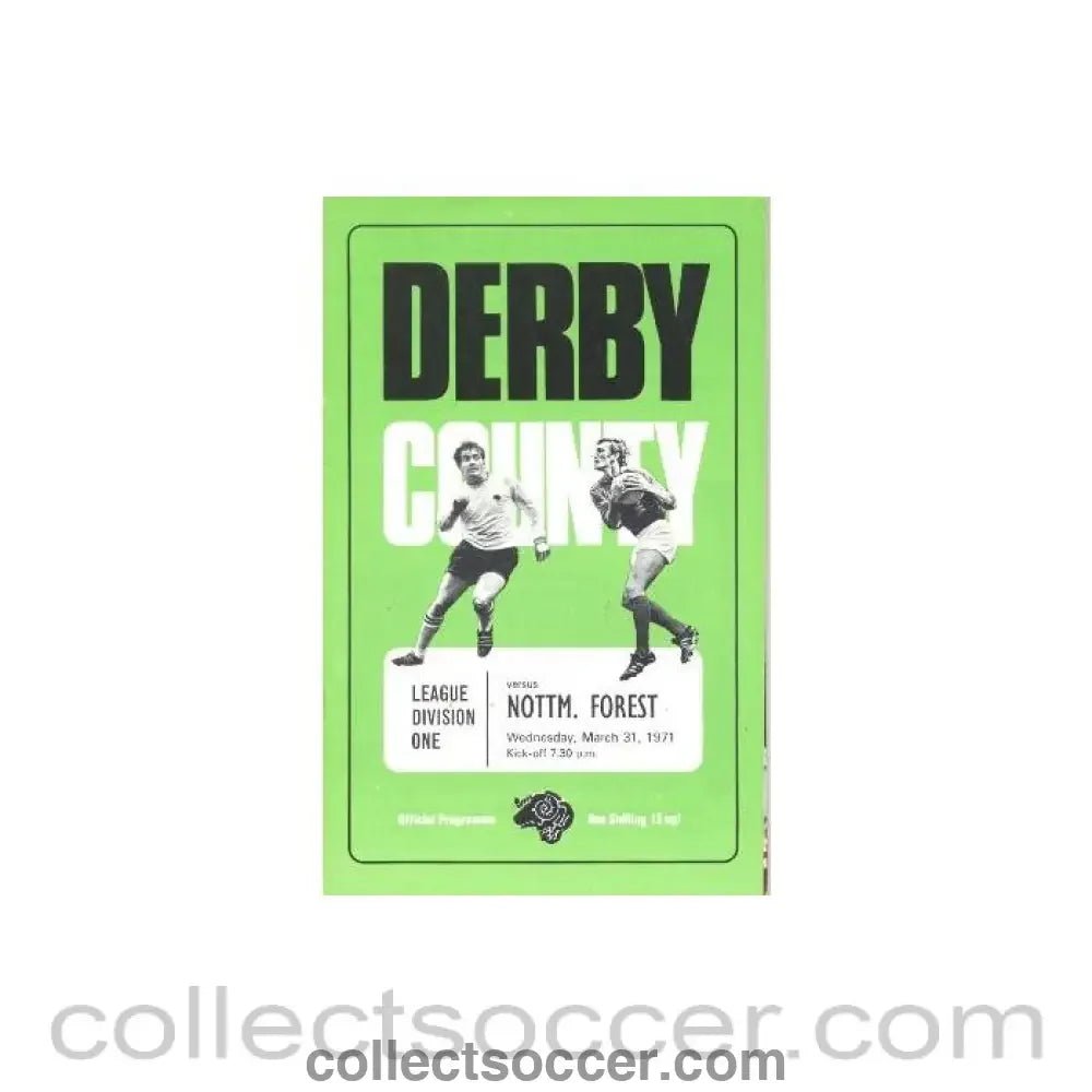 1971 - Derby County v Nottingham Forest official programme 31/03/1971 League - Collect Soccer