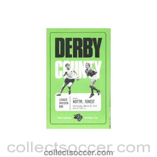 1971 - Derby County v Nottingham Forest official programme 31/03/1971 League - Collect Soccer