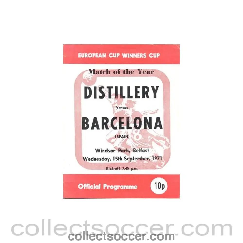 1971 - Distillery v Barcelona official programme 15/09/1971 - Collect Soccer
