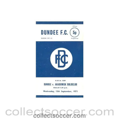 1971 - Dundee United v Akademisk Boldclub official programme 15/09/1971 UEFA Cup - Collect Soccer