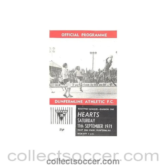 1971 - Dunfermline Athletic v Heart of Midlothian official programme 11/09/1971 - Collect Soccer