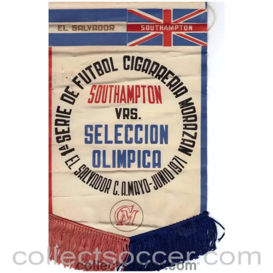 1971 El Salvador v Southampton Match Pennant Super Rare - Collect Soccer