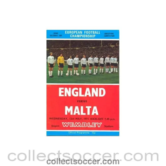 1971 England v Malta official programme 12/05/1971 - Collect Soccer