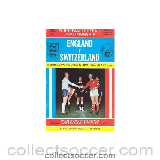 1971 England v Switzerland official programme 10/11/1971 - Collect Soccer