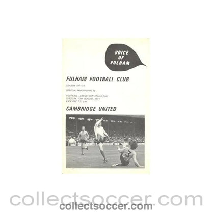 1971 - Fulham v Cambridge United official programme 17/08/1971 Football League - Collect Soccer