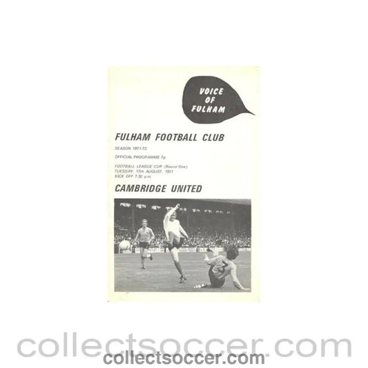 1971 - Fulham v Cambridge United official programme 17/08/1971 Football League - Collect Soccer