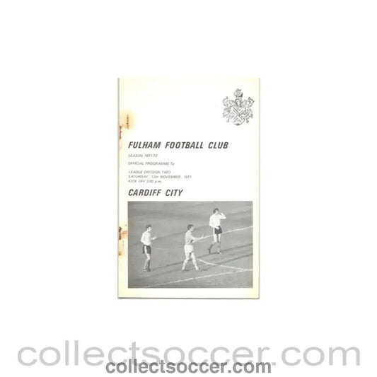1971 - Fulham v Cardiff City official programme 13/11/1971 - Collect Soccer